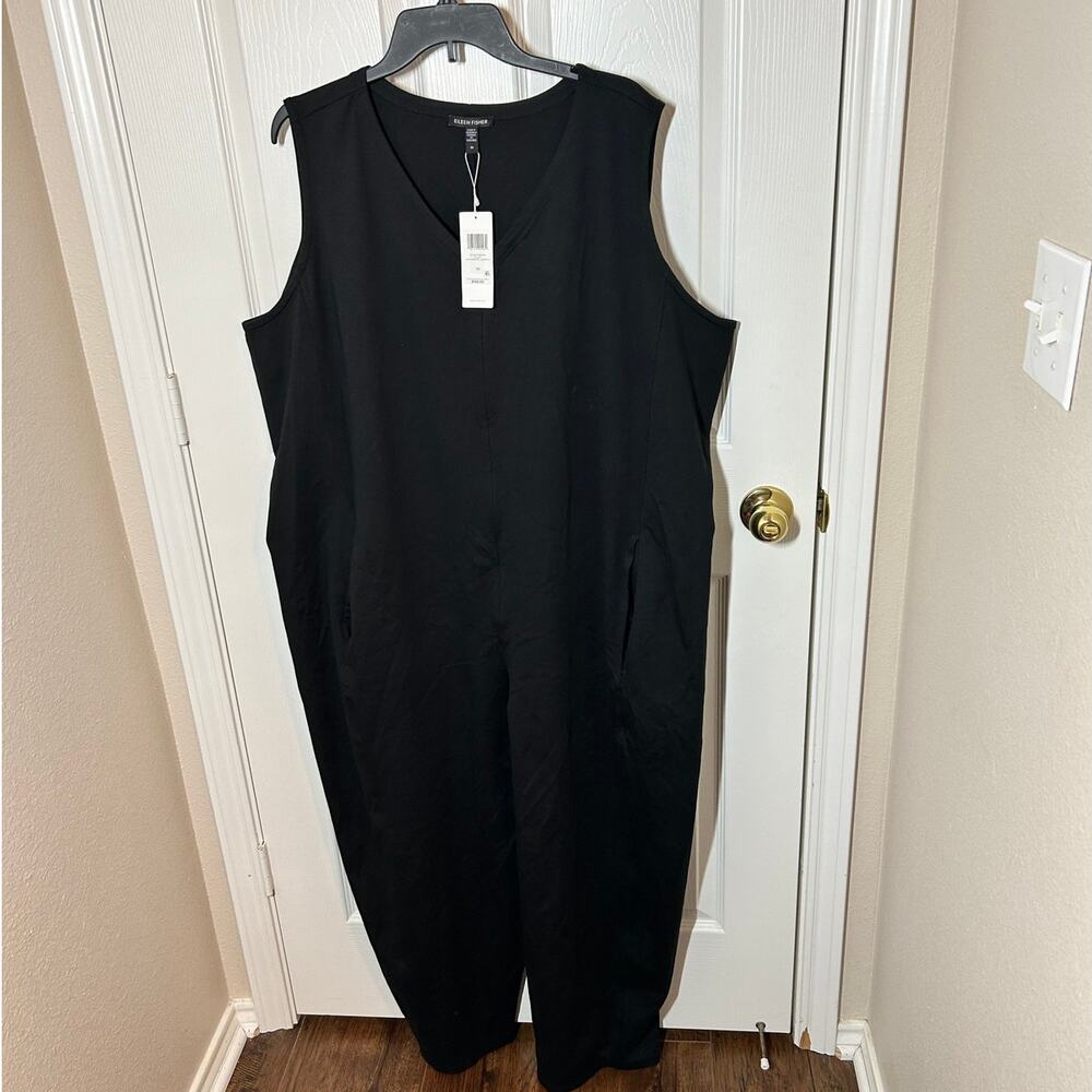 Eileen Fisher Black Lantern AKL Jumpsuit Plus Size 3X Organic Cotton